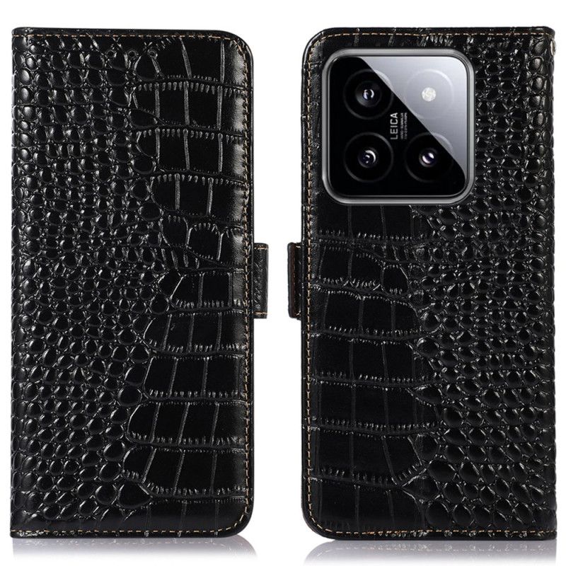 Kožený Kryt Xiaomi 14 Pro Krokodýlí Textura S Rfid Blokováním