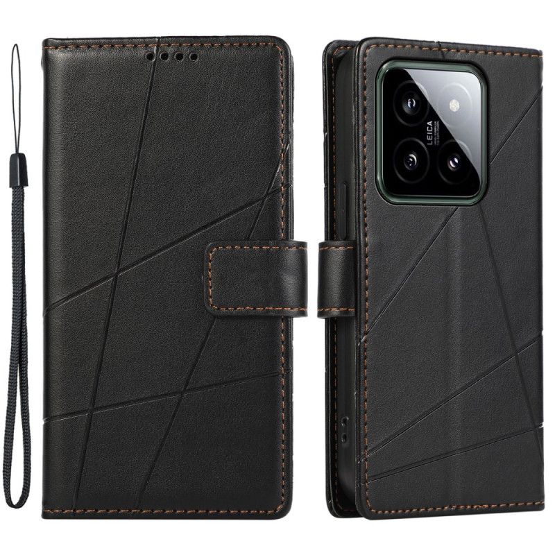 Kožený Kryt Xiaomi 14 Pro Linky S Popruhem
