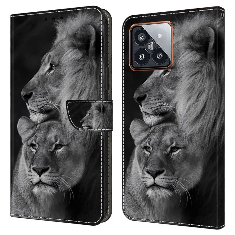 Kožený Kryt Xiaomi 14 Pro Pár Lvů