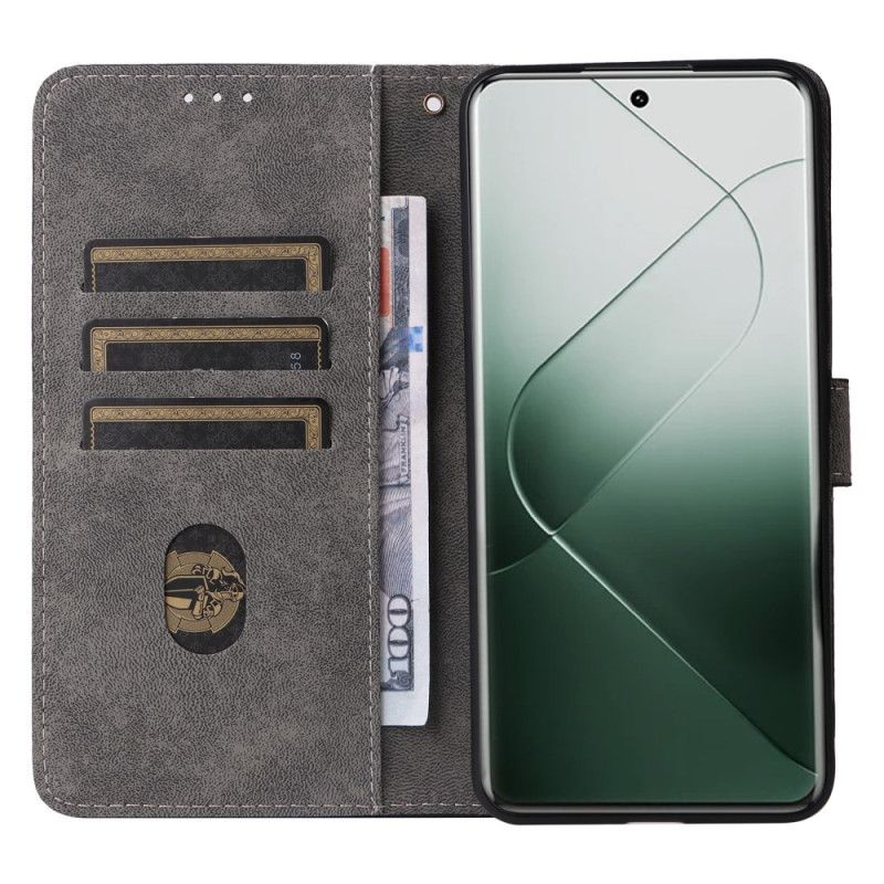 Kožený Kryt Xiaomi 14 Pro S Blokováním Rfid A Šňůrkou