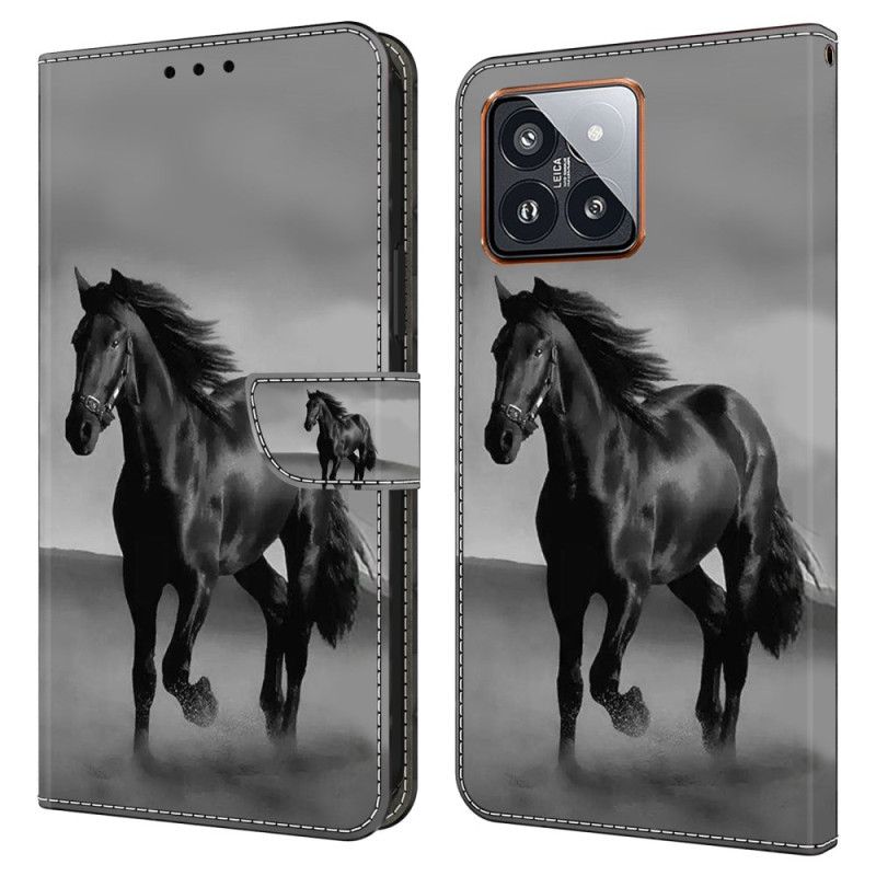Kožený Kryt Xiaomi 14 Pro Černý Kůň
