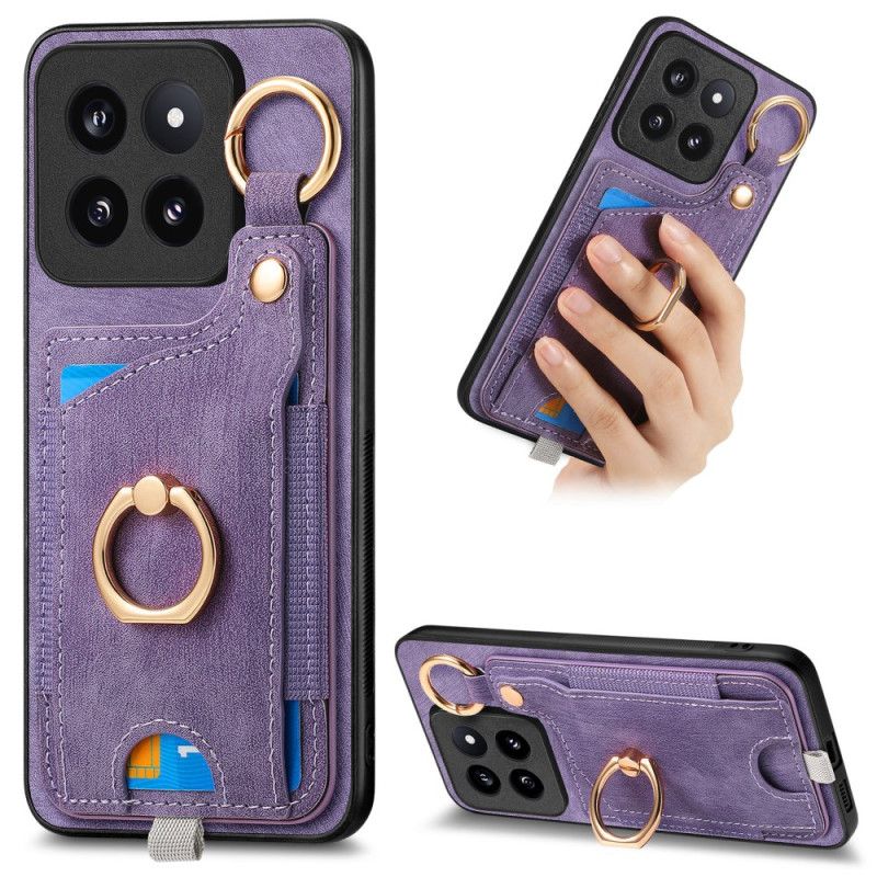 Kryt Xiaomi 14 Pro Kryty Na Mobil Retro Držák Karty A Prsten