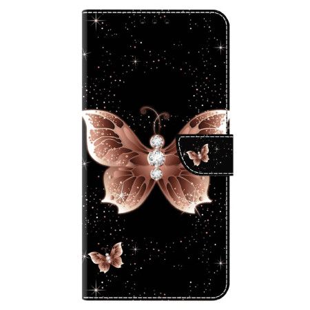 Peněženková Pouzdra Xiaomi 14 Pro Kryty Na Mobil Růžový Diamantový Motýl