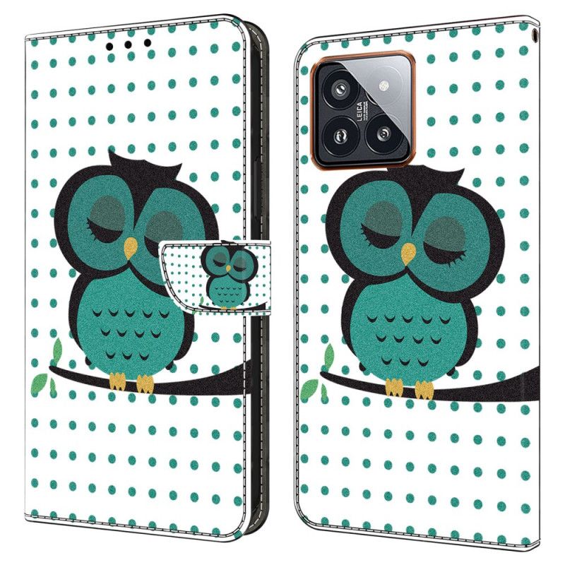 Peněženková Pouzdra Xiaomi 14 Pro Kryty Na Mobil Spící Sova