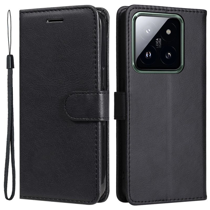 Peněženková Pouzdra Xiaomi 14 Pro Kryty Na Mobil Styl Z Hladké Kůže S Páskem
