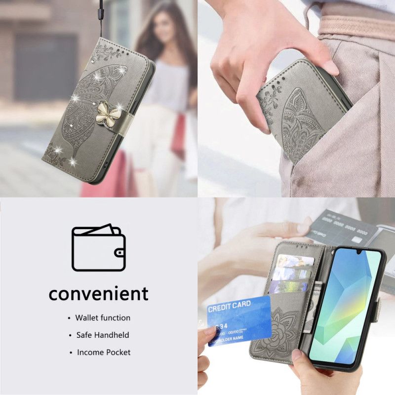 Kožený Kryt Na Xiaomi 17 Pro Max Motýl A Kamínky