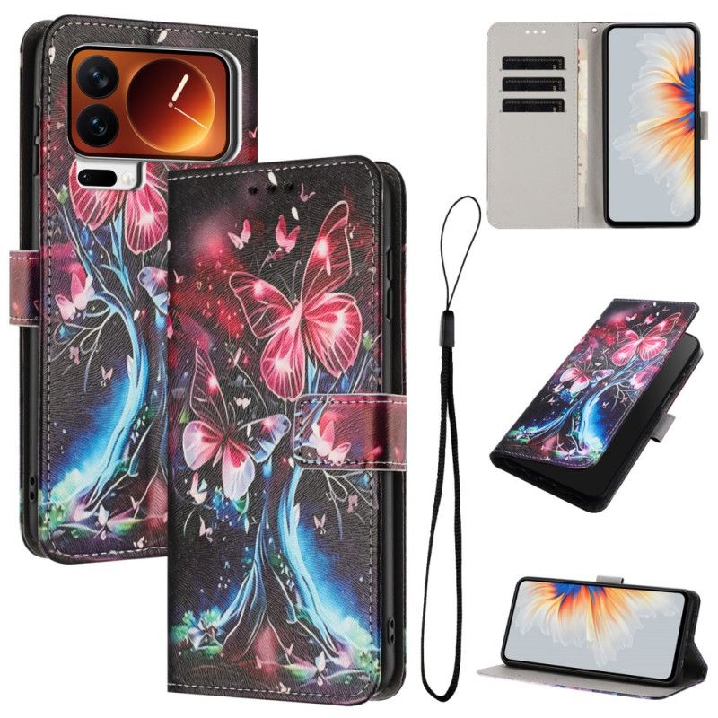 Kožený Kryt Na Xiaomi 17 Pro Max Motýlí Strom