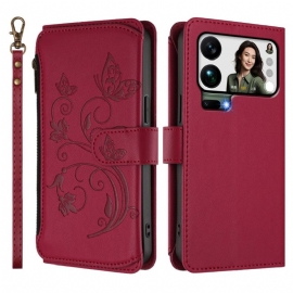 Kožený Kryt Xiaomi 17 Pro Max Květinová Peněženka