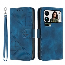 Kožený Kryt Xiaomi 17 Pro Max Motýlí A Geometrický Design