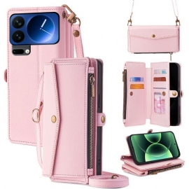 Kožený Kryt Xiaomi 17 Pro Max Peněženka A Ramenní Popruh