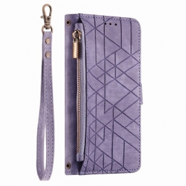 Kožený Kryt Xiaomi 17 Pro Max Peněženka S Geometrickým Vzorem