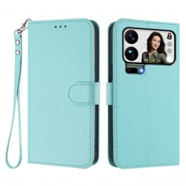 Kožený Kryt Xiaomi 17 Pro Max Umělá Kůže S Páskem