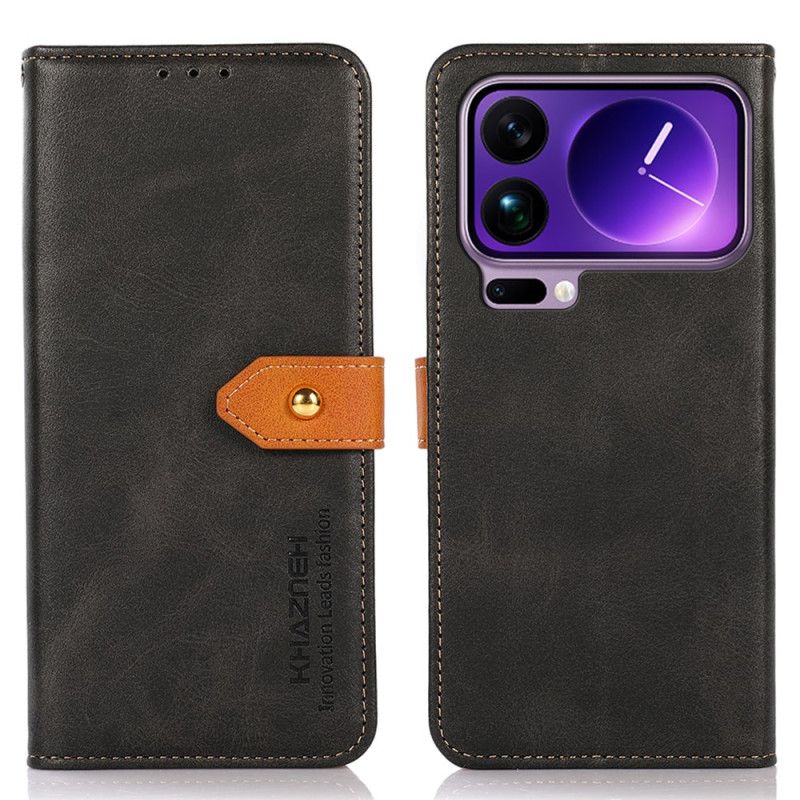 Kožený Kryt Xiaomi 17 Pro Max Zlatá Spona Khazneh