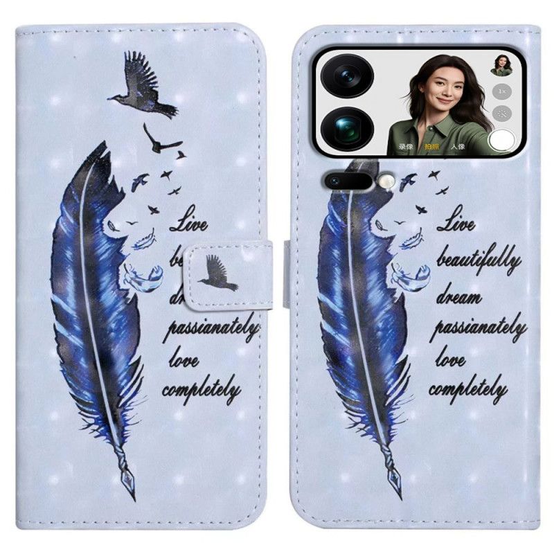 Peněženková Pouzdra Xiaomi 17 Pro Max Kryty Na Mobil Modré Pírko