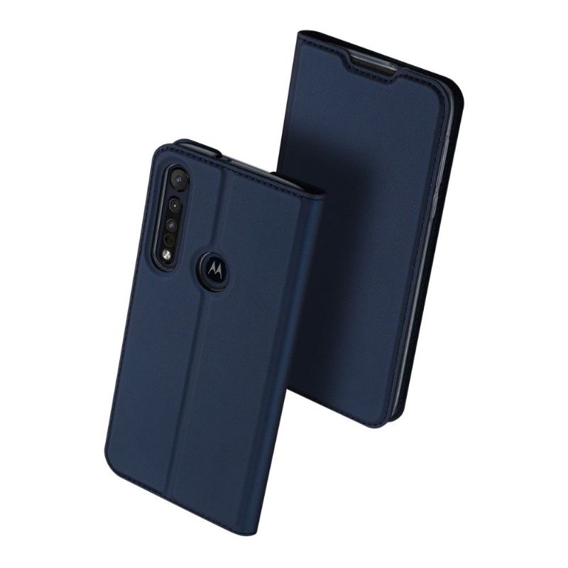Flipové Pouzdro Na Motorola Moto G8 Plus Držák Karty S Saténovým Efektem