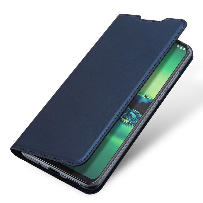 Flipové Pouzdro Na Motorola Moto G8 Plus Držák Karty S Saténovým Efektem