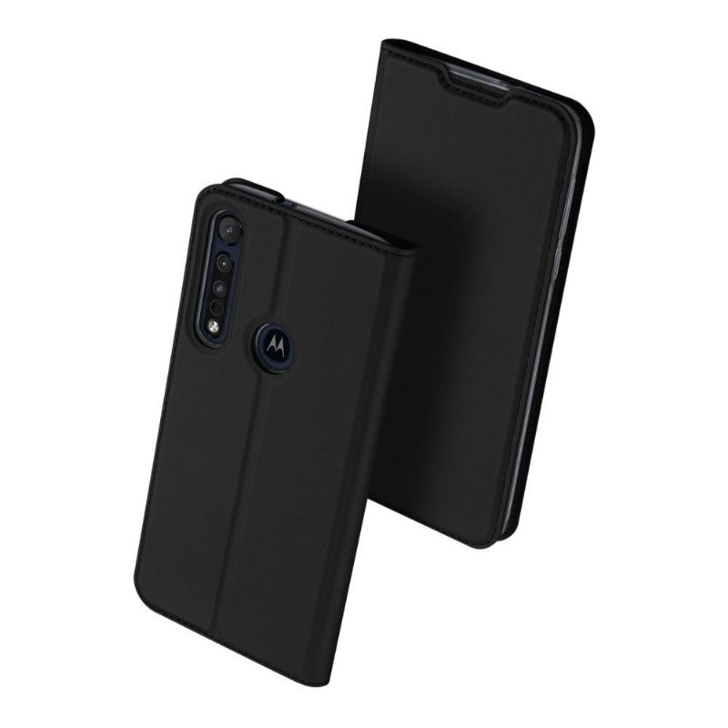 Flipové Pouzdro Na Motorola Moto G8 Plus Držák Karty S Saténovým Efektem