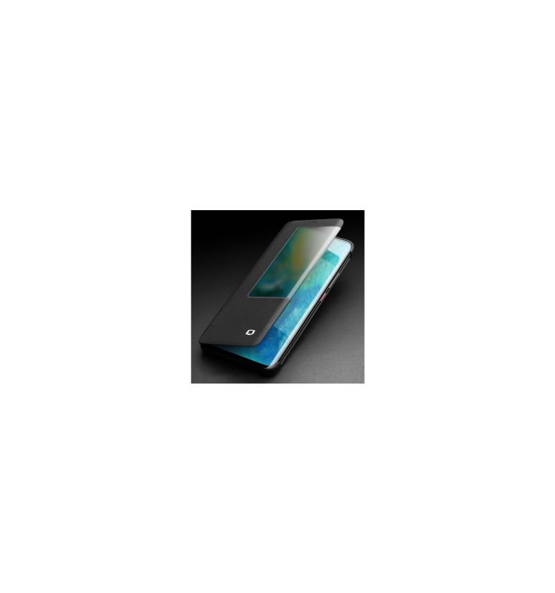 Flipové Pouzdro Na Huawei Mate 20 Kůže S Okénkem - Černá