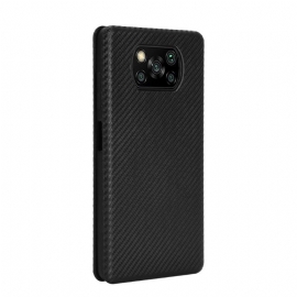 Flipové Pouzdro Na Poco X3 / X3 Pro / X3 NFC Efekt Uhlíkových Vláken