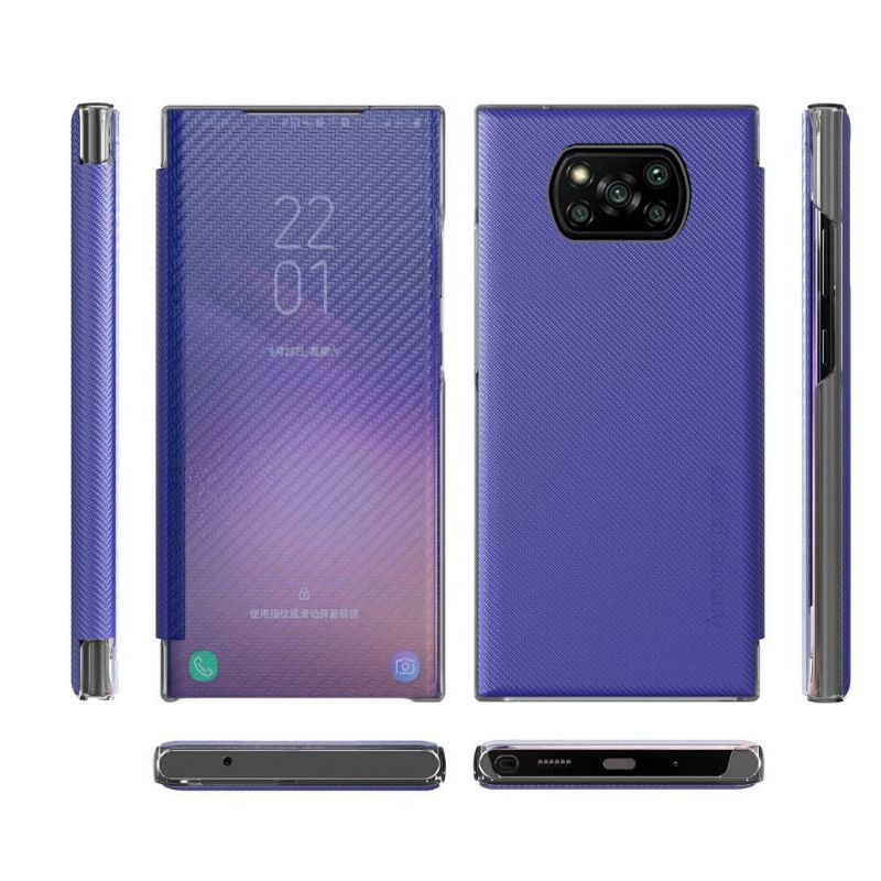 Kryty Na Mobil Na Poco X3 / X3 Pro / X3 NFC Flipové Pouzdro Uhlíkové Vlákno
