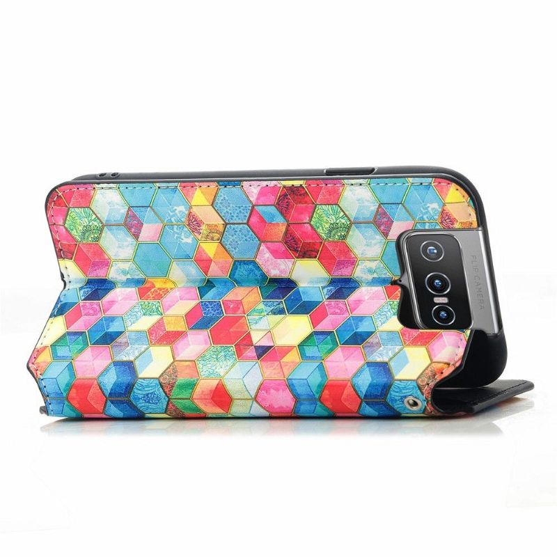 Flipové Pouzdro Na Asus Zenfone 8 Flip Kožené Pouzdro 3d Kostka