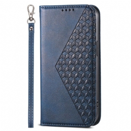 Kožené Pouzdro Folio Poco C65 Diamant S Řemínkem