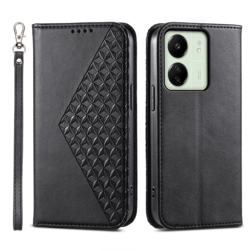 Kožené Pouzdro Folio Poco C65 Diamant S Řemínkem
