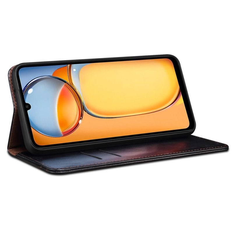 Kožené Pouzdro Folio Poco C65 Voskovaná Imitace Kůže