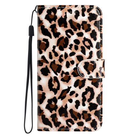 Kožený Kryt Na Poco C65 Leopardí Vzor Strappy
