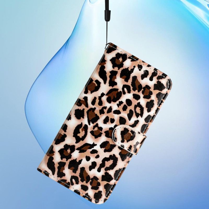 Kožený Kryt Na Poco C65 Leopardí Vzor Strappy