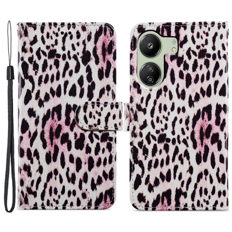 Kožený Kryt Poco C65 Leopard Print Strappy