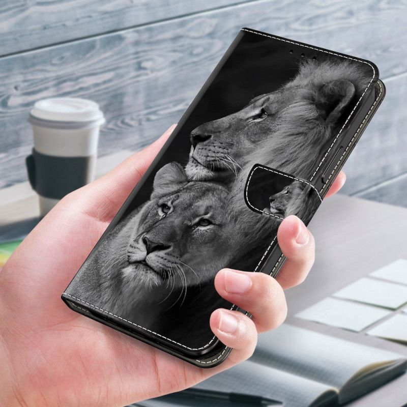 Kožený Kryt Poco C65 Lví Pár