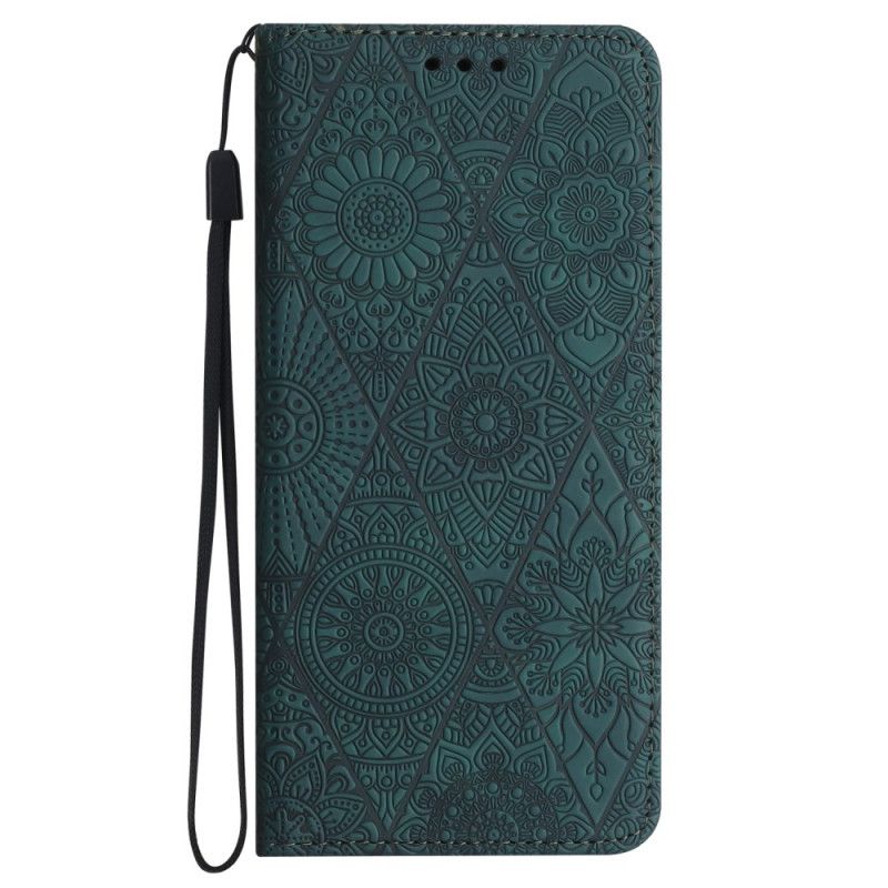 Kožený Kryt Poco C65 Strappy Patchwork Styl