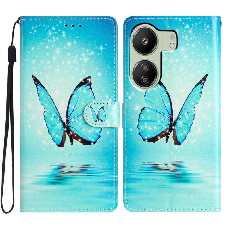 Peněženková Pouzdra Poco C65 Blue Butterfly In Lanyard Flight