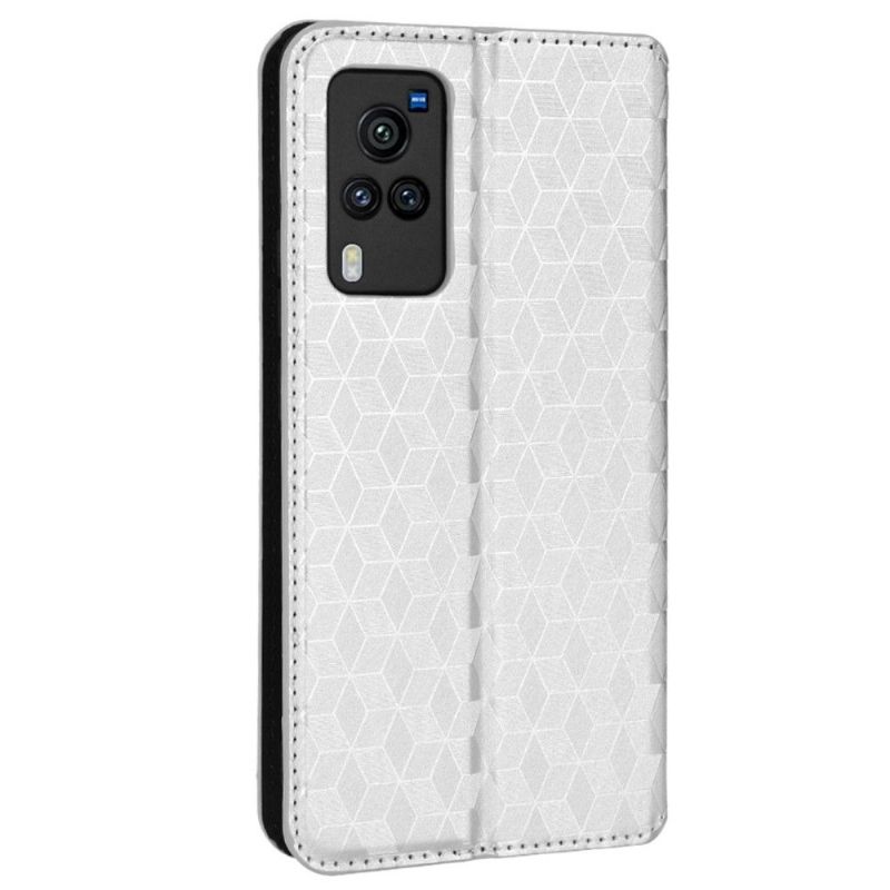 Flipové Pouzdro Na Vivo X60 Pro Kožené Pouzdro Návrh Geometrie