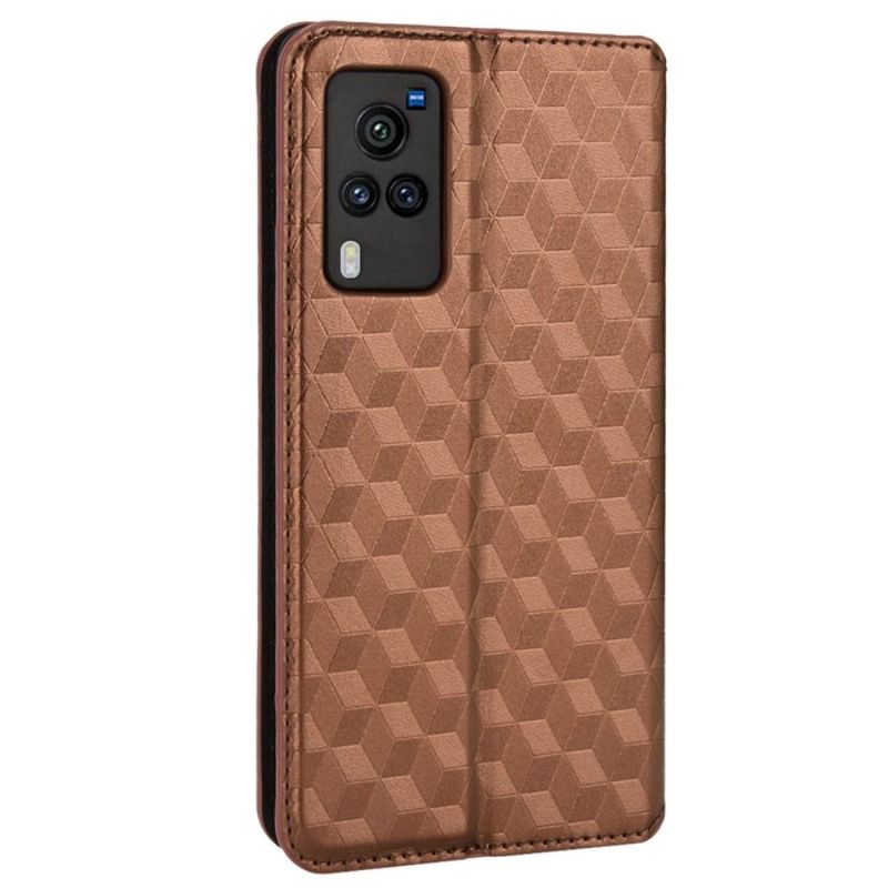 Flipové Pouzdro Na Vivo X60 Pro Kožené Pouzdro Návrh Geometrie