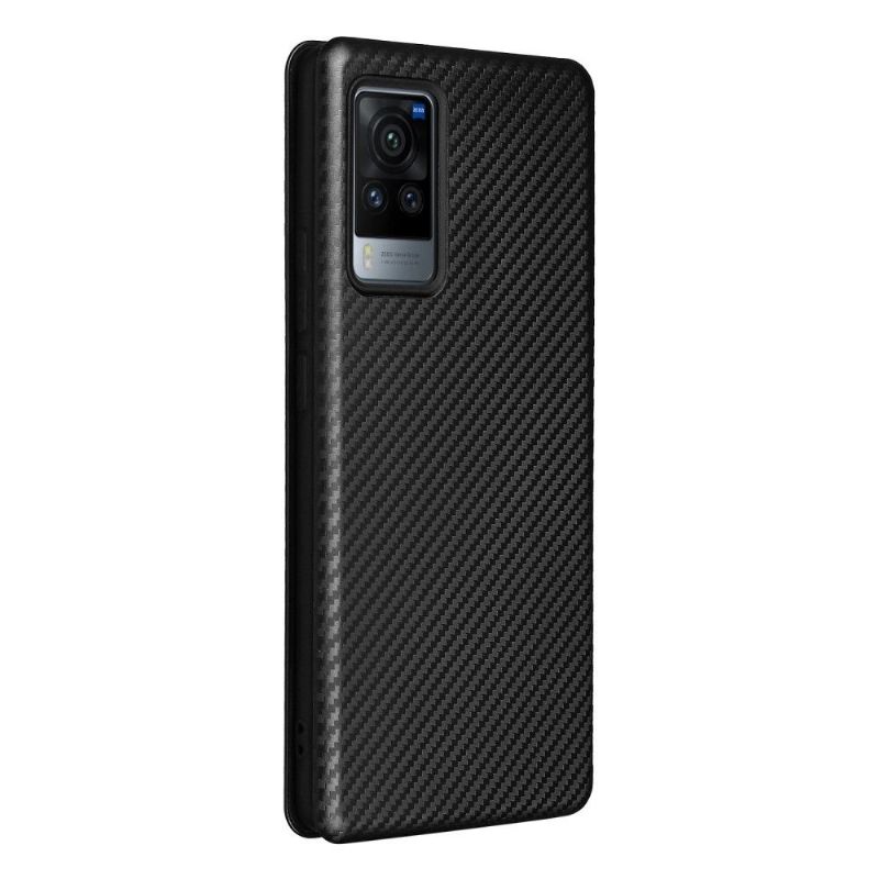 Flipové Pouzdro Na Vivo X60 Pro Koženka Z Uhlíkových Vláken