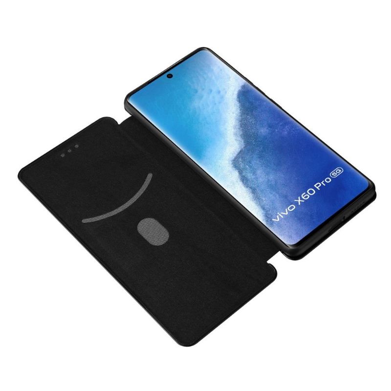 Flipové Pouzdro Na Vivo X60 Pro Koženka Z Uhlíkových Vláken