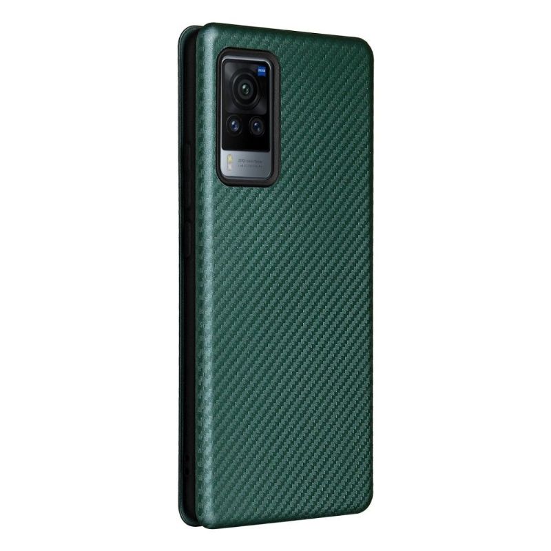 Flipové Pouzdro Na Vivo X60 Pro Koženka Z Uhlíkových Vláken