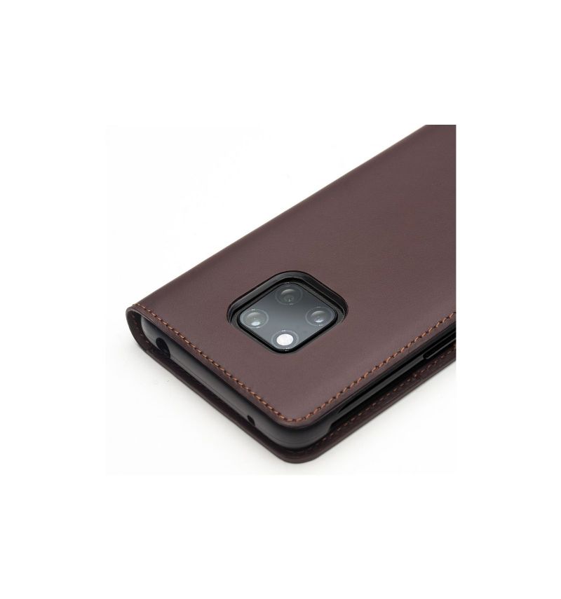 Flipové Pouzdro Na Huawei Mate 20 Pro Klasická Pravá Kůže - Hnědá