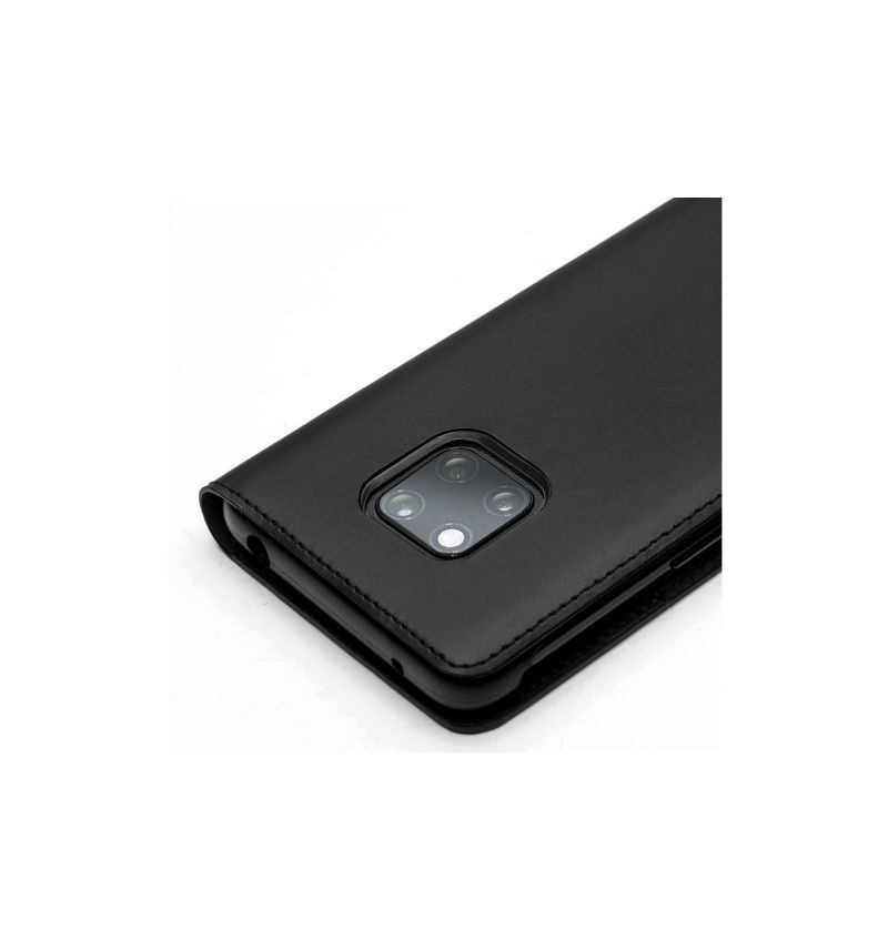 Flipové Pouzdro Na Huawei Mate 20 Pro Klasická Pravá Kůže - Černá