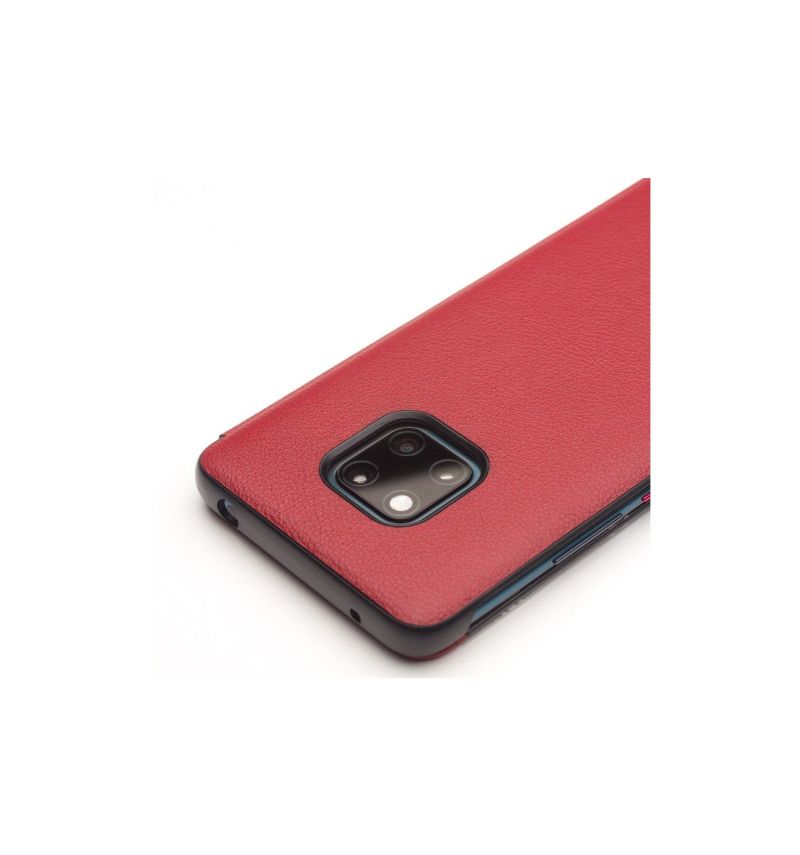 Flipové Pouzdro Na Huawei Mate 20 Pro Kůže S Okénkem - Červená