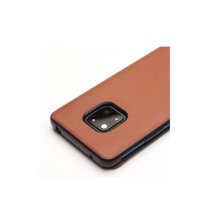 Kožené Pouzdro Na Huawei Mate 20 Pro V Kůži S Oknem - Světle Hnědá