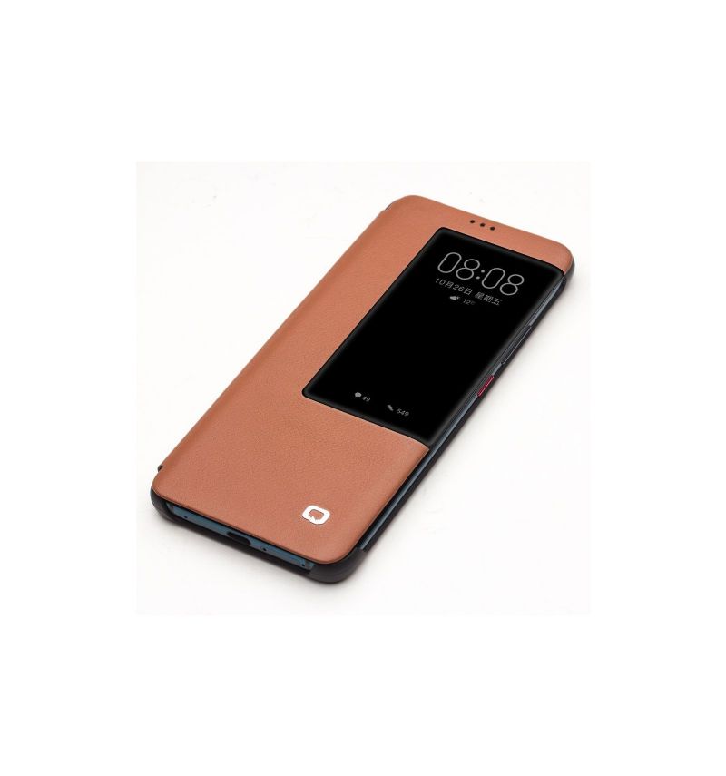 Kožené Pouzdro Na Huawei Mate 20 Pro V Kůži S Oknem - Světle Hnědá