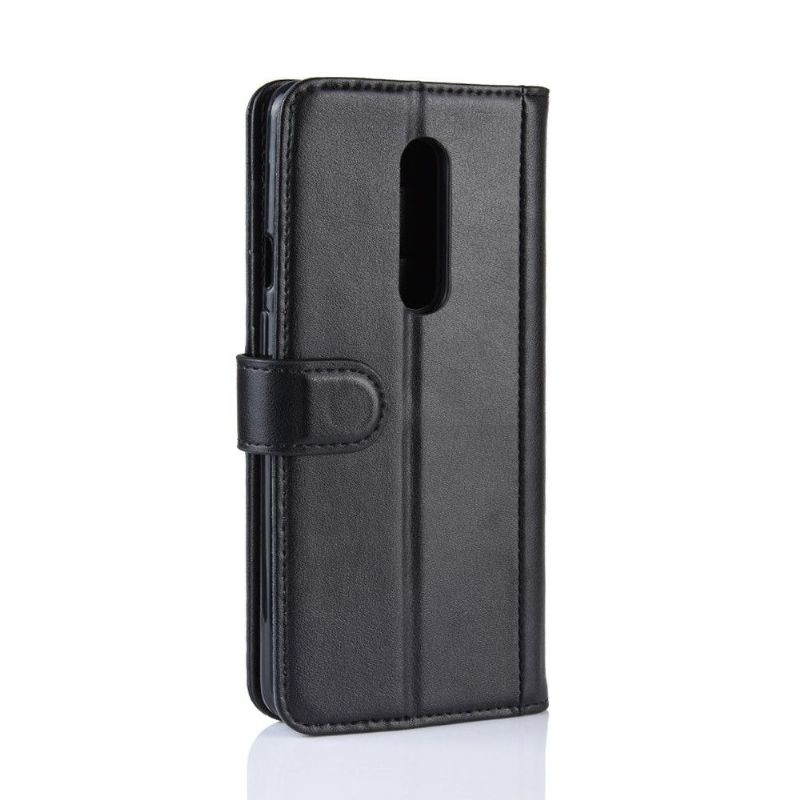 Kožené Pouzdro Folio Na OnePlus 7 Pro Prémiový Kožený Držák Karet - Černý