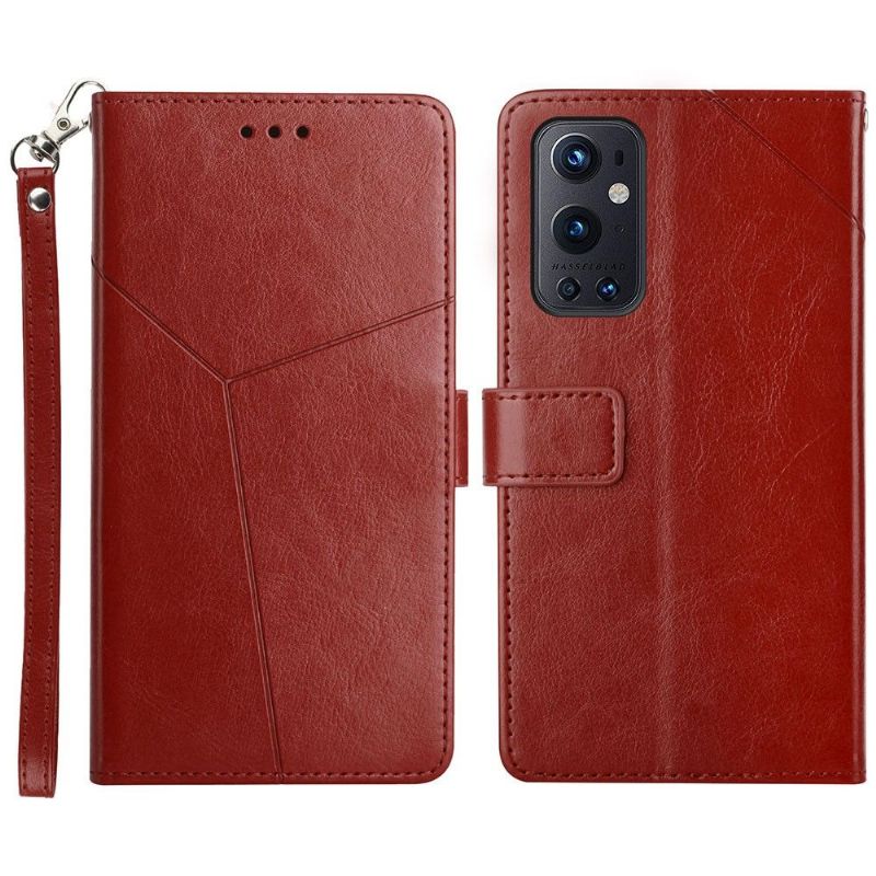 Flipové Pouzdro Na OnePlus 9 Pro Kožený Efekt Čar Y