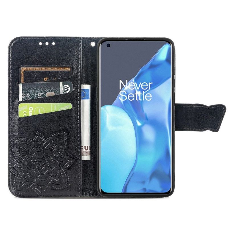 Flipové Pouzdro Na OnePlus 9 Pro Reliéfní Motýl