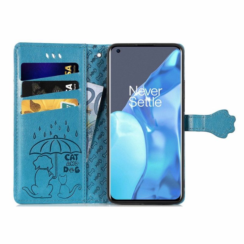 Flipové Pouzdro Na OnePlus 9 Pro Reliéfní Zvířata