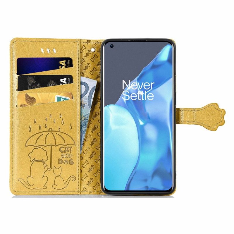 Flipové Pouzdro Na OnePlus 9 Pro Reliéfní Zvířata
