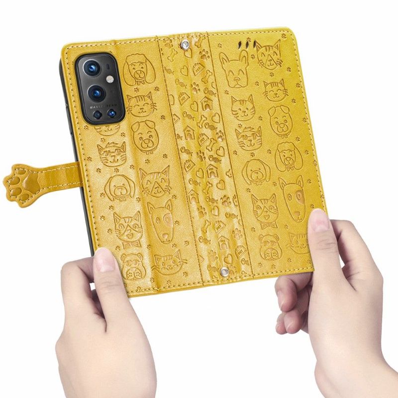 Flipové Pouzdro Na OnePlus 9 Pro Reliéfní Zvířata